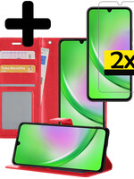 LUQ LUQ Samsung Galaxy A34 Hoesje Bookcase Rood Met 2x Screenprotector