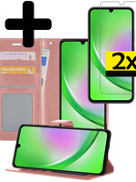 LUQ LUQ Samsung Galaxy A34 Hoesje Bookcase Rose Goud Met 2x Screenprotector