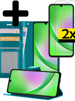 LUQ LUQ Samsung Galaxy A34 Hoesje Bookcase Turquoise Met 2x Screenprotector