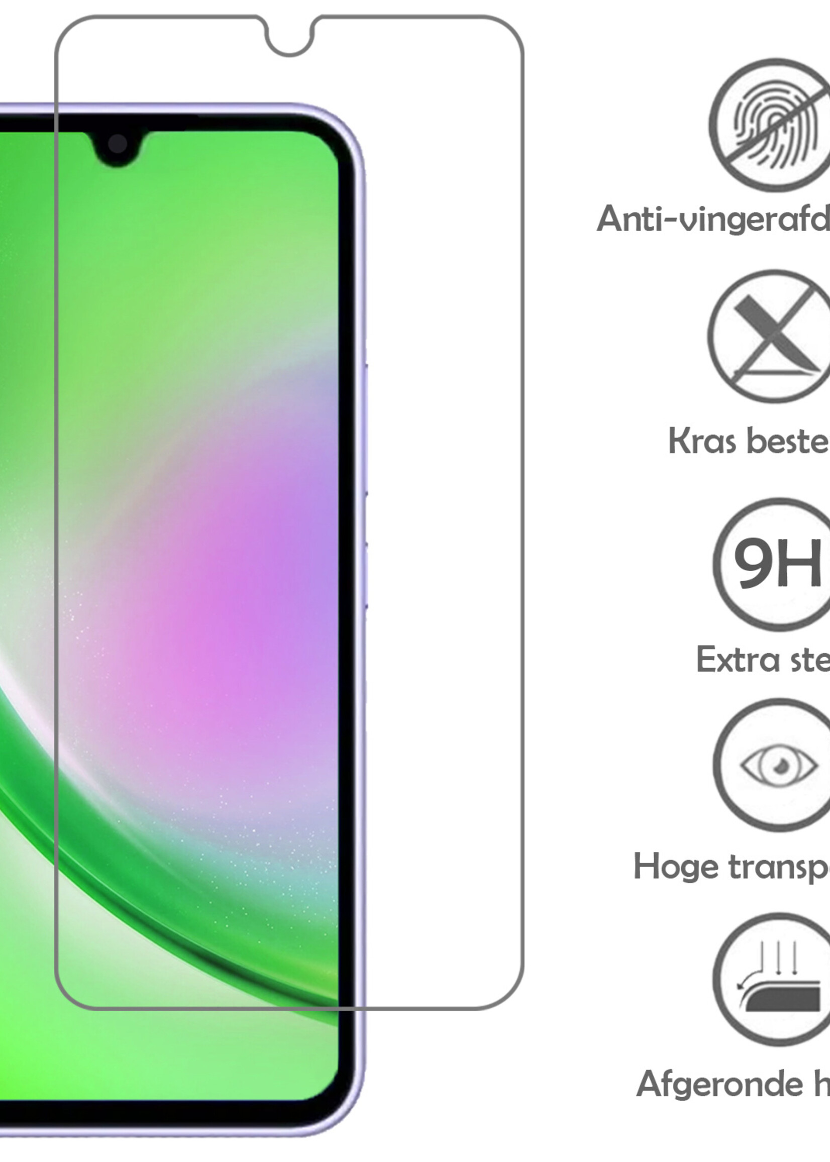 Hoesje Geschikt voor Samsung A34 Hoesje Case Pashouder Cover Siliconen Met Screenprotector - Hoes Geschikt voor Samsung Galaxy A34 Hoesje Met Kaarthouder- Transparant