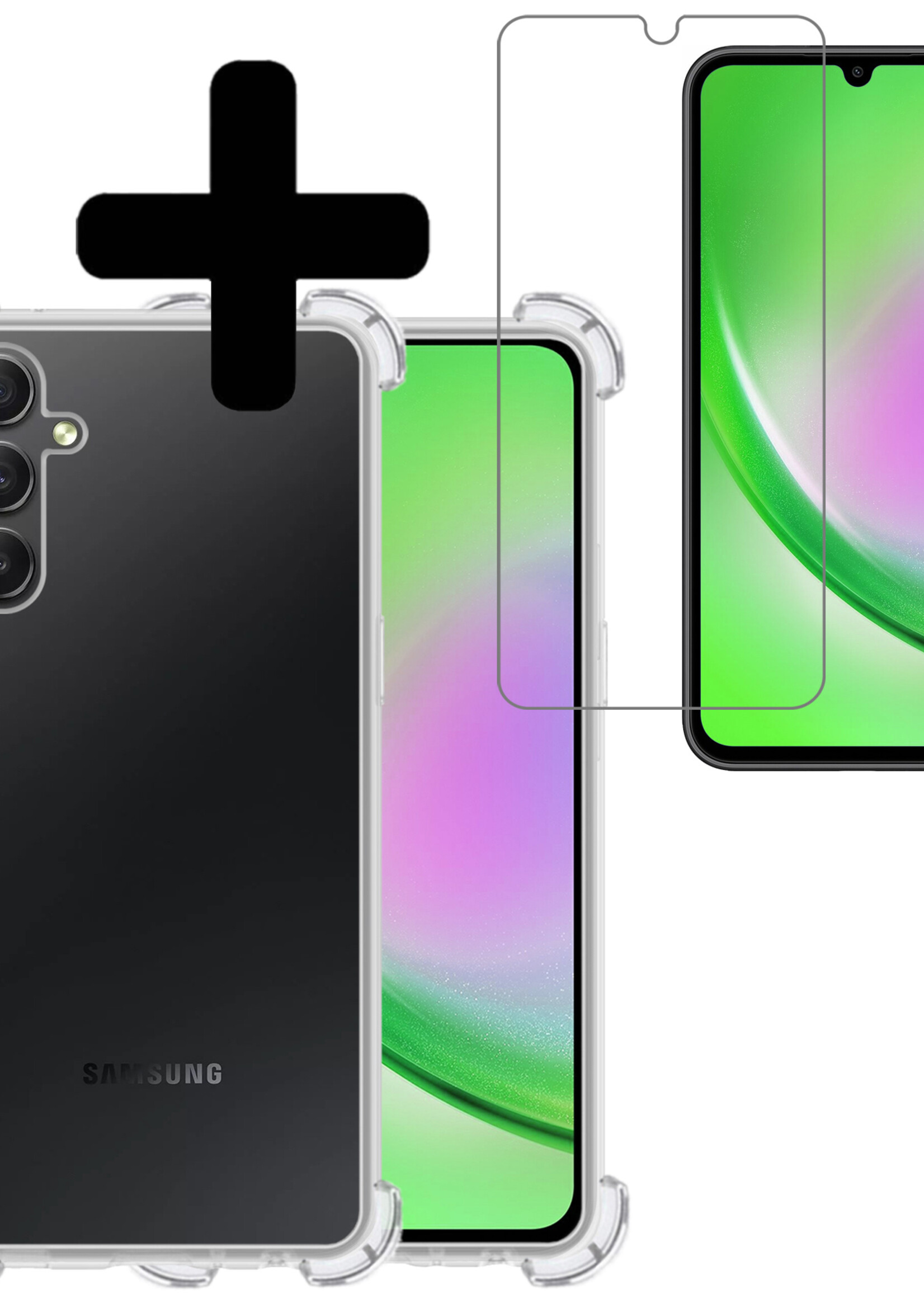 Hoesje Geschikt voor Samsung A34 Hoesje Shockproof Case Siliconen Met Screenprotector - Hoes Geschikt voor Samsung Galaxy A34 Hoes Cover Siliconen - Transparant