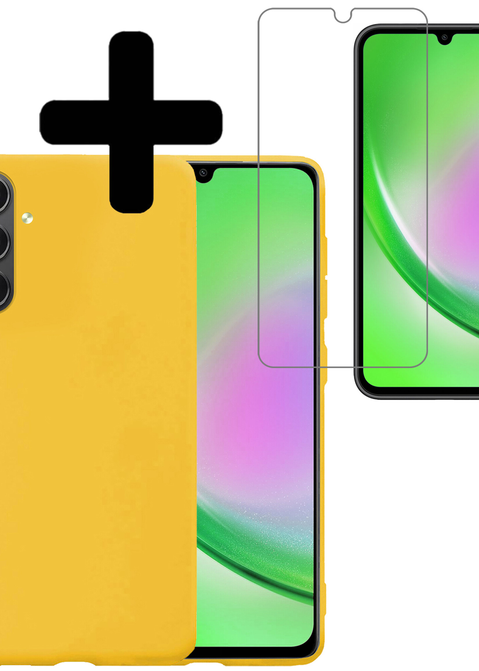 Hoesje Geschikt voor Samsung A34 Hoesje Siliconen Case Met Screenprotector - Hoes Geschikt voor Samsung Galaxy A34 Hoes Siliconen - Geel