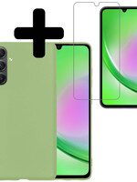 LUQ Samsung Galaxy A34 Hoesje Siliconen Met Screenprotector - Groen