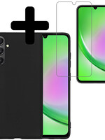 LUQ LUQ Samsung Galaxy A34 Hoesje Siliconen Met Screenprotector - Zwart