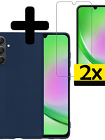 LUQ LUQ Samsung Galaxy A34 Hoesje Siliconen Met 2x Screenprotector - Donkerblauw