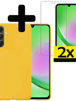 LUQ LUQ Samsung Galaxy A34 Hoesje Siliconen Met 2x Screenprotector - Geel