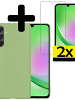 LUQ LUQ Samsung Galaxy A34 Hoesje Siliconen Met 2x Screenprotector - Groen