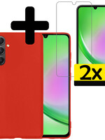 LUQ LUQ Samsung Galaxy A34 Hoesje Siliconen Met 2x Screenprotector - Rood