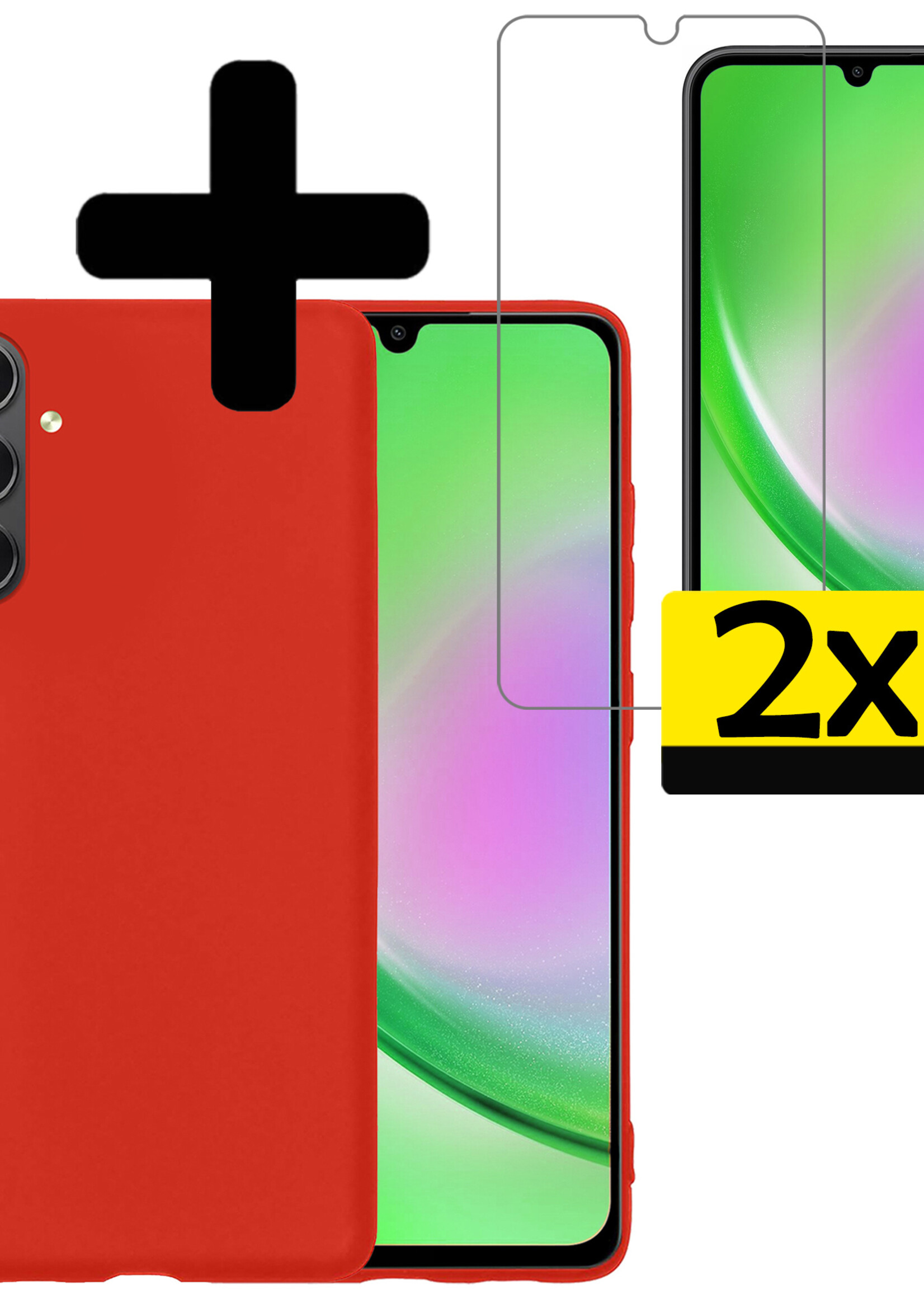 LUQ Hoesje Geschikt voor Samsung A34 Hoesje Siliconen Case Met 2x Screenprotector - Hoes Geschikt voor Samsung Galaxy A34 Hoes Siliconen - Rood