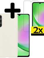 LUQ LUQ Samsung Galaxy A34 Hoesje Siliconen Met 2x Screenprotector - Wit