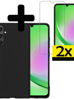 LUQ LUQ Samsung Galaxy A34 Hoesje Siliconen Met 2x Screenprotector - Zwart