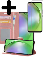 LUQ LUQ Samsung Galaxy A54 Hoesje Bookcase Rose Goud Met Screenprotector