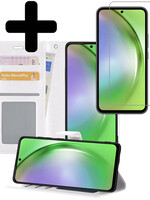 LUQ LUQ Samsung Galaxy A54 Hoesje Bookcase Wit Met Screenprotector