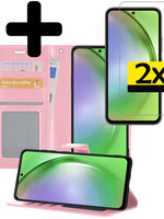 LUQ LUQ Samsung Galaxy A54 Hoesje Bookcase Lichtroze Met 2x Screenprotector