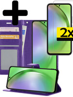LUQ LUQ Samsung Galaxy A54 Hoesje Bookcase Paars Met 2x Screenprotector