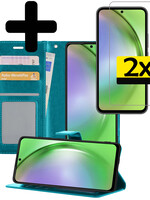LUQ LUQ Samsung Galaxy A54 Hoesje Bookcase Turquoise Met 2x Screenprotector