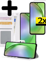 LUQ LUQ Samsung Galaxy A54 Hoesje Bookcase Wit Met 2x Screenprotector