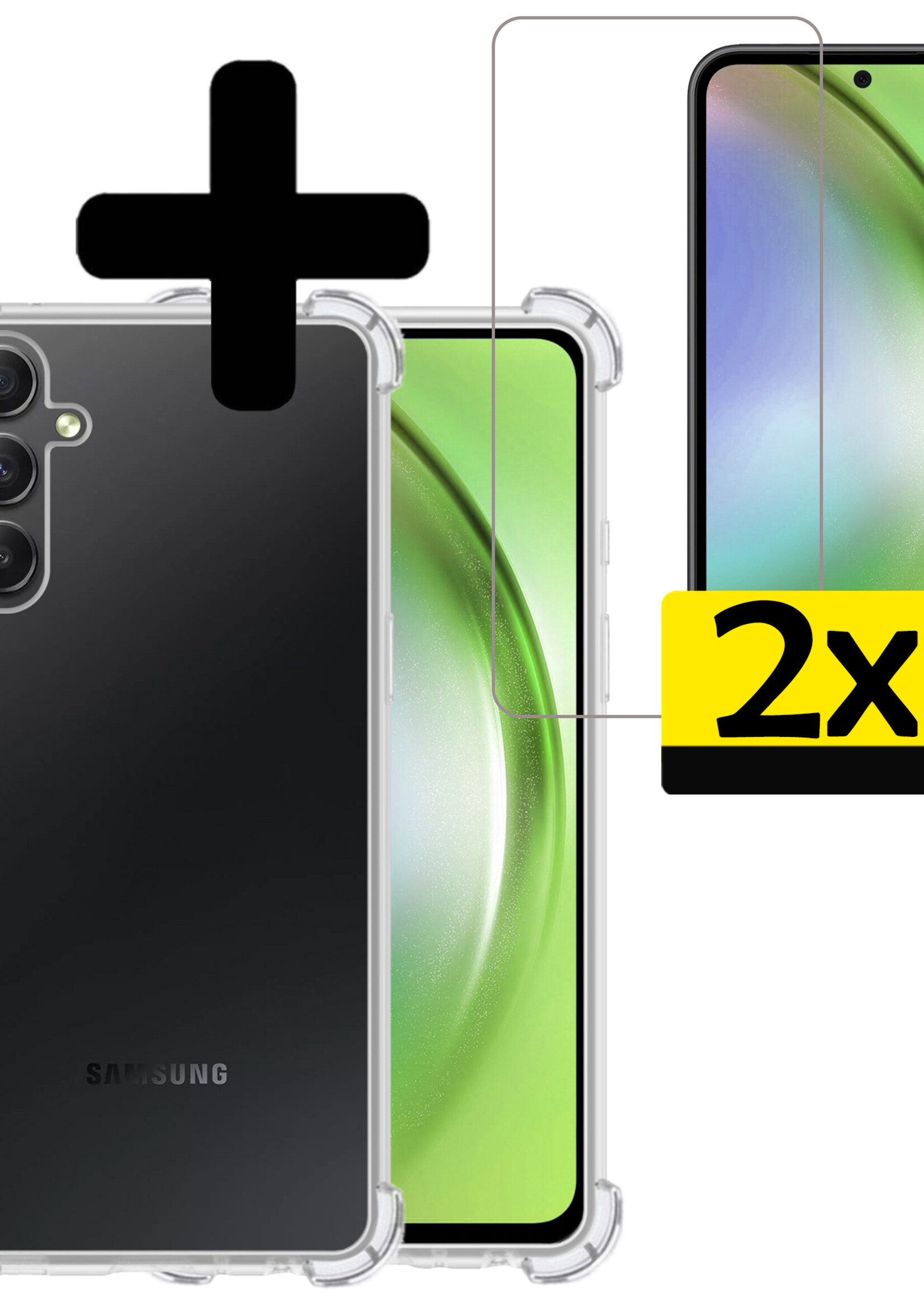 LUQ Hoesje Geschikt voor Samsung A54 Hoesje Shockproof Case Siliconen Met 2x Screenprotector - Hoes Geschikt voor Samsung Galaxy A54 Hoes Cover Siliconen - Transparant
