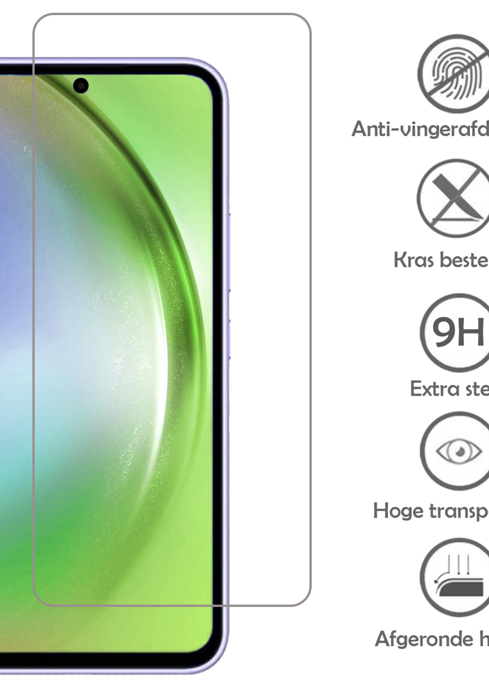 LUQ Hoesje Geschikt voor Samsung A54 Hoesje Siliconen Case Met Screenprotector - Hoes Geschikt voor Samsung Galaxy A54 Hoes Siliconen - Donkerblauw