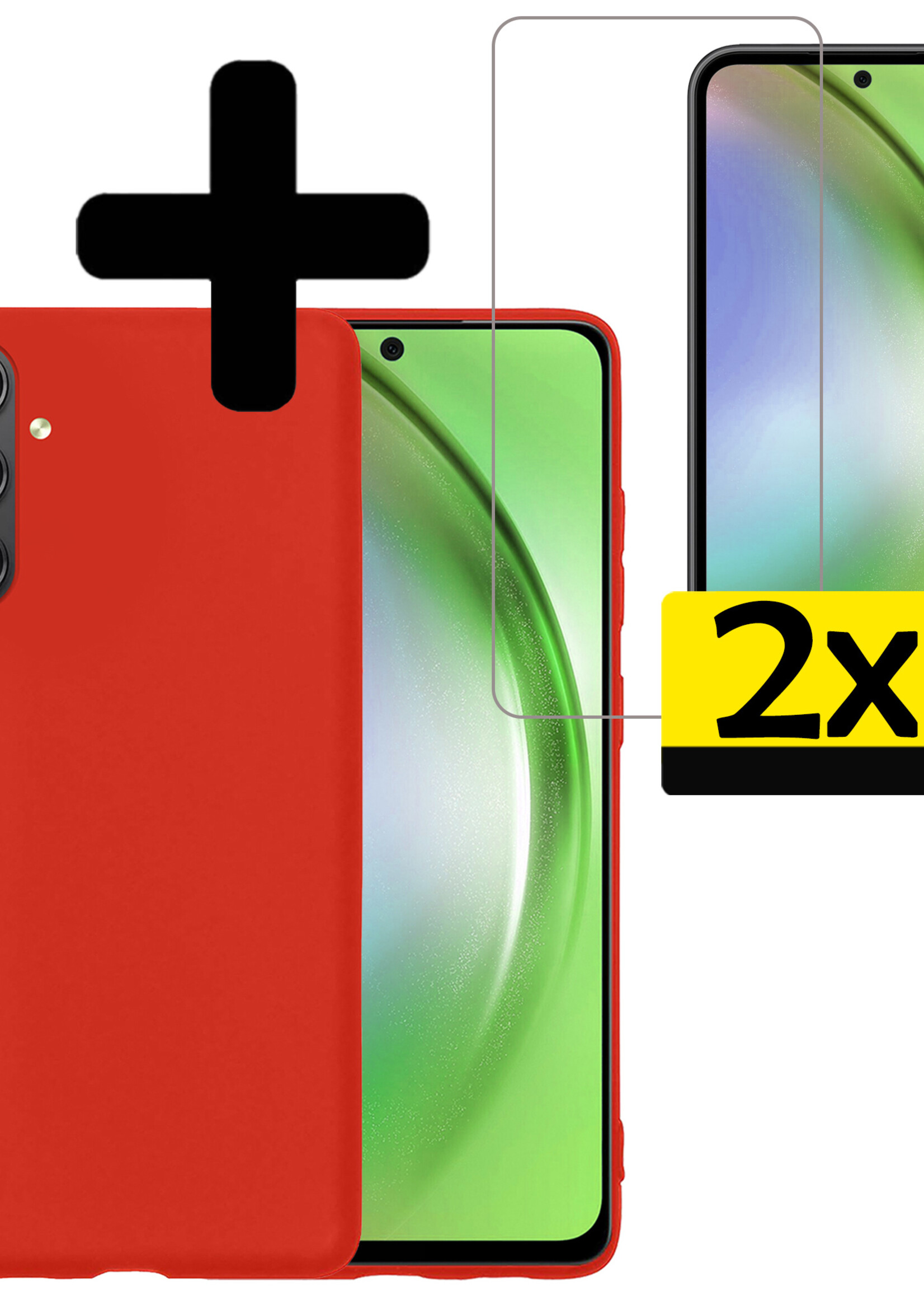 LUQ Hoesje Geschikt voor Samsung A54 Hoesje Siliconen Case Met 2x Screenprotector - Hoes Geschikt voor Samsung Galaxy A54 Hoes Siliconen - Rood