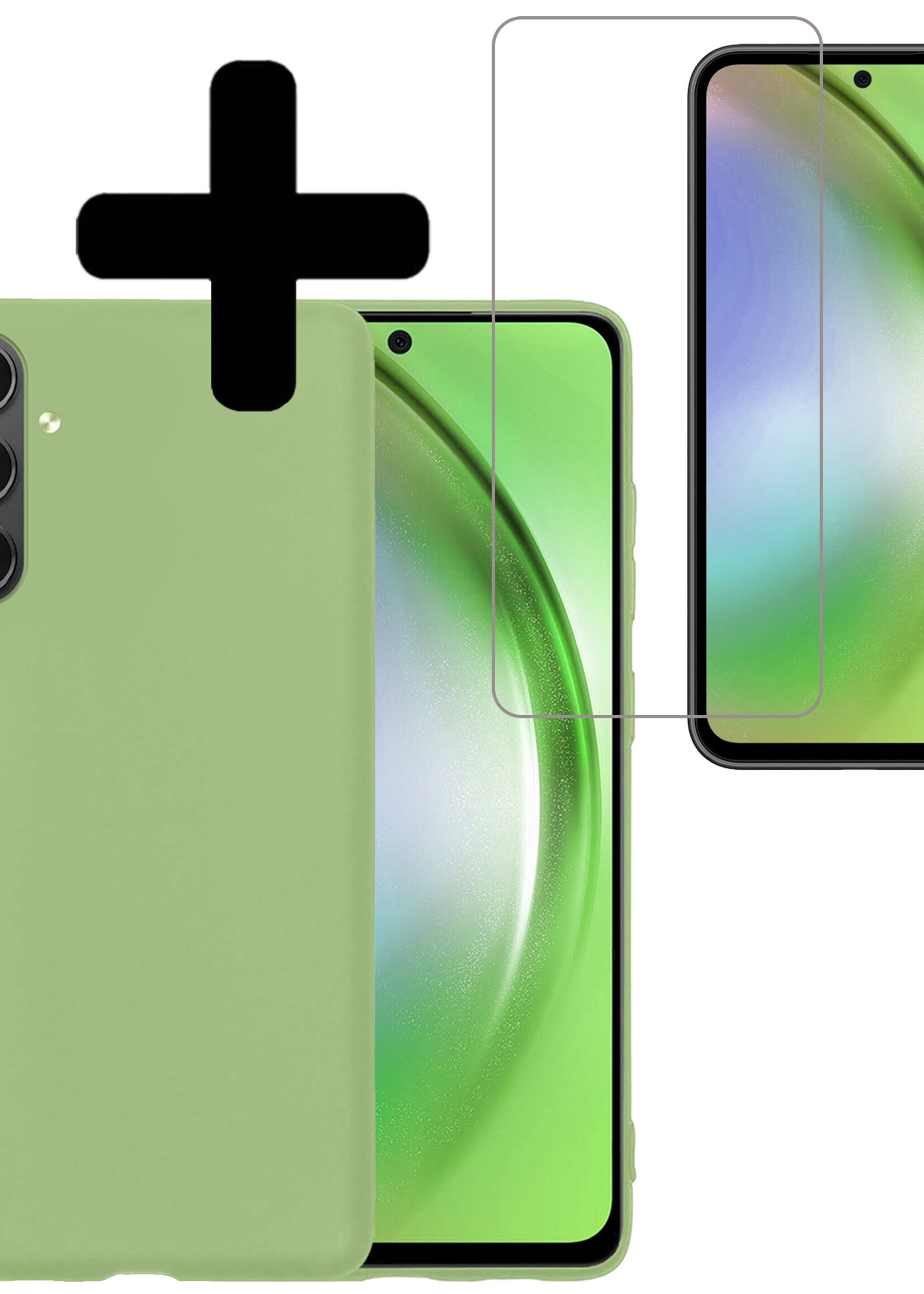 LUQ Hoesje Geschikt voor Samsung A54 Hoesje Siliconen Case Met Screenprotector - Hoes Geschikt voor Samsung Galaxy A54 Hoes Siliconen - Groen