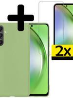 LUQ LUQ Samsung Galaxy A54 Hoesje Siliconen Met 2x Screenprotector - Groen