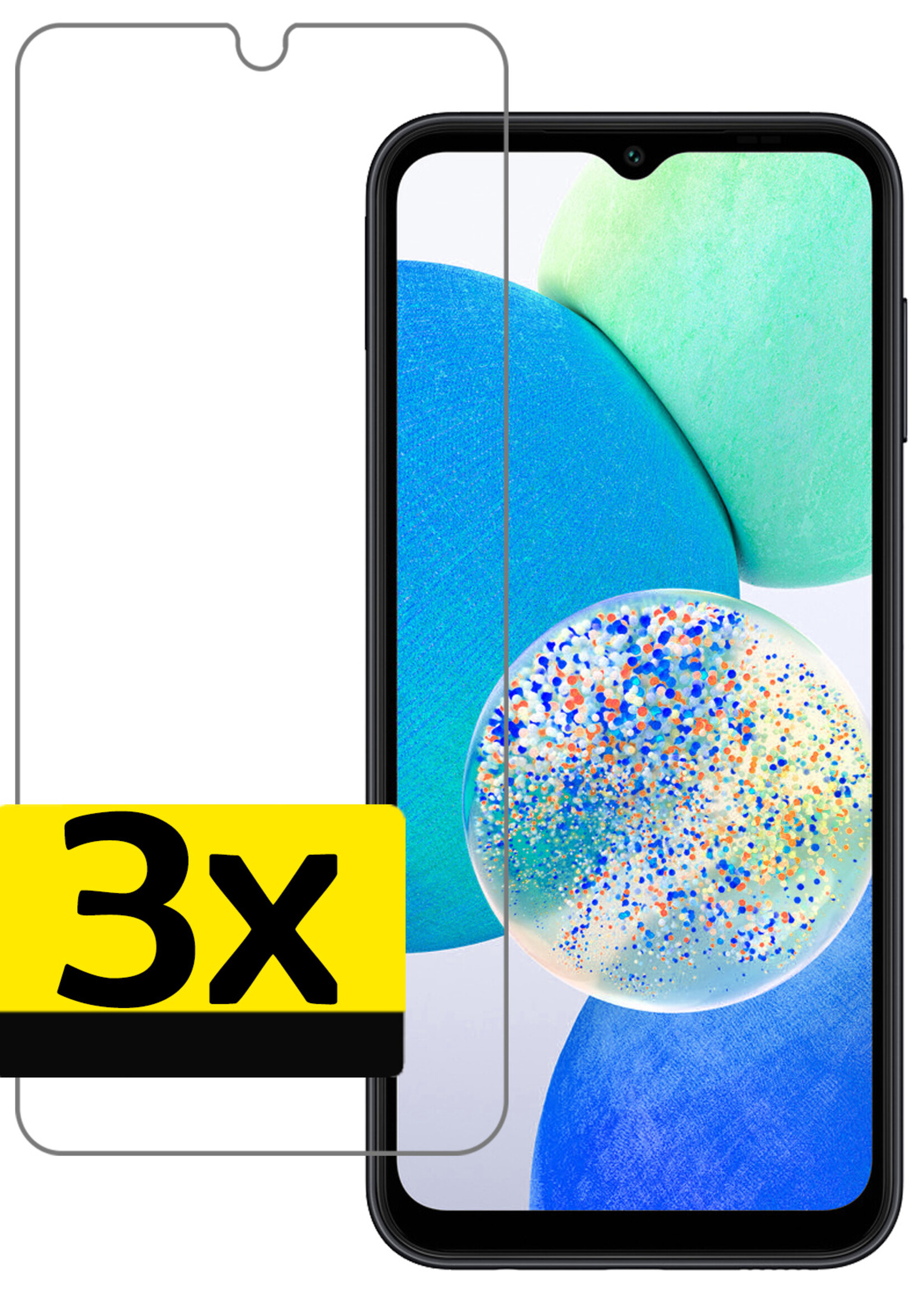 LUQ Screenprotector Geschikt voor Samsung A14 Screenprotector Beschermglas Gehard Glas - Screenprotector Geschikt voor Samsung Galaxy A14 Screenprotector Glas - 3 Stuks