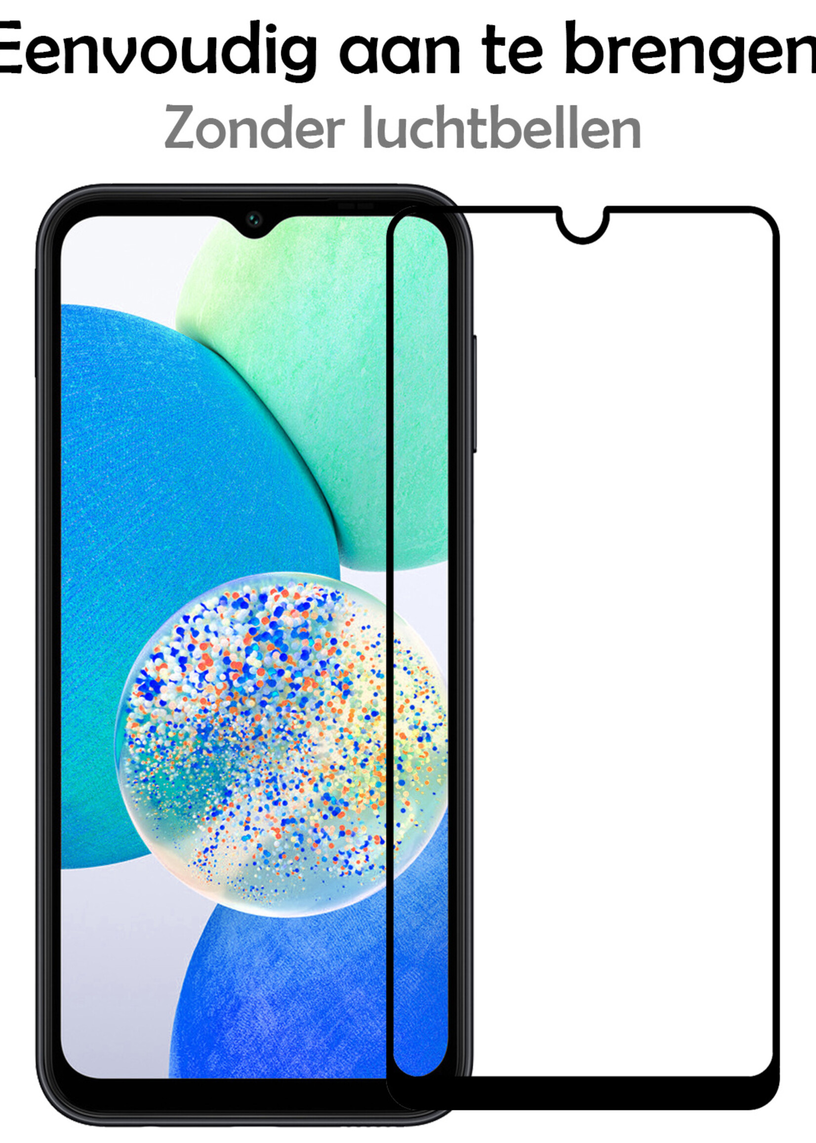 LUQ Screenprotector Geschikt voor Samsung A14 Screenprotector Glas Full Cover - Screenprotector Geschikt voor Samsung Galaxy A14 Screenprotector Full Cover - 3 Stuks