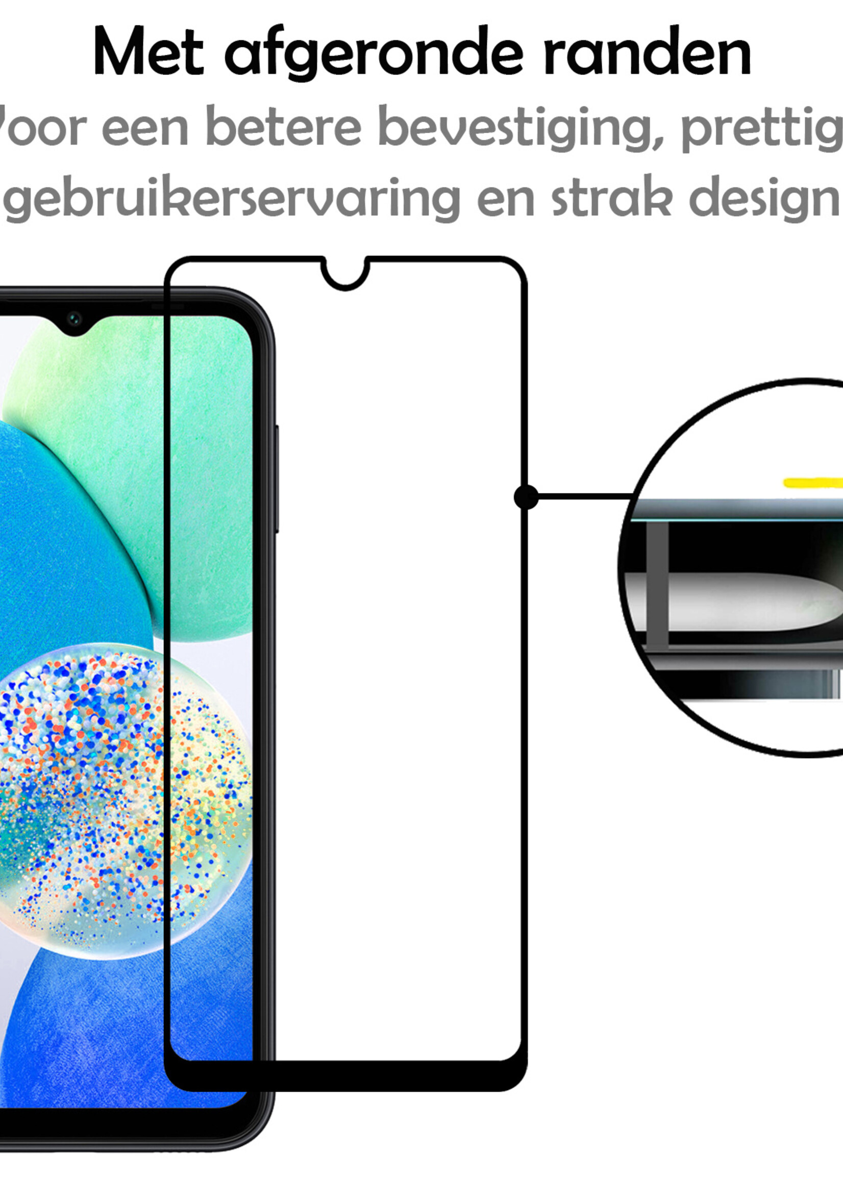 LUQ Screenprotector Geschikt voor Samsung A14 Screenprotector Glas Full Cover - Screenprotector Geschikt voor Samsung Galaxy A14 Screenprotector Full Cover - 3 Stuks