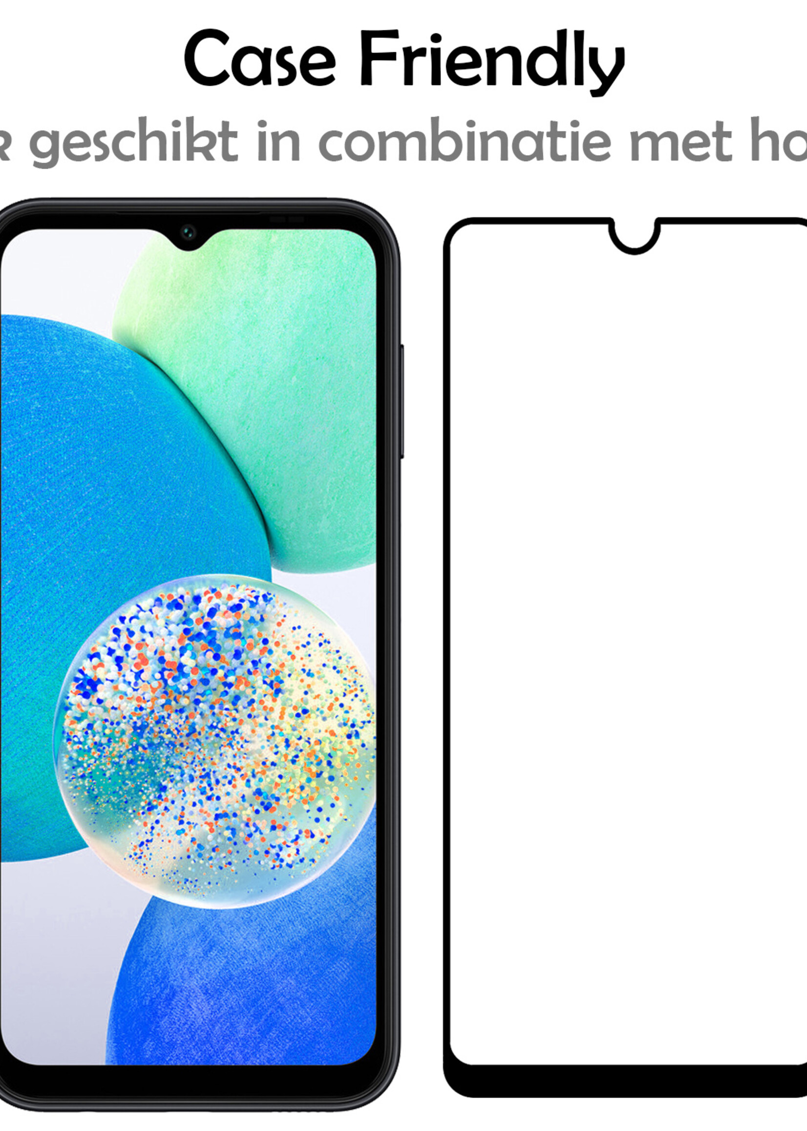 LUQ Screenprotector Geschikt voor Samsung A14 Screenprotector Glas Full Cover - Screenprotector Geschikt voor Samsung Galaxy A14 Screenprotector Full Cover - 3 Stuks