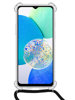 LUQ LUQ Samsung Galaxy A14 Hoesje Transparant Shockproof Met Zwart Koord