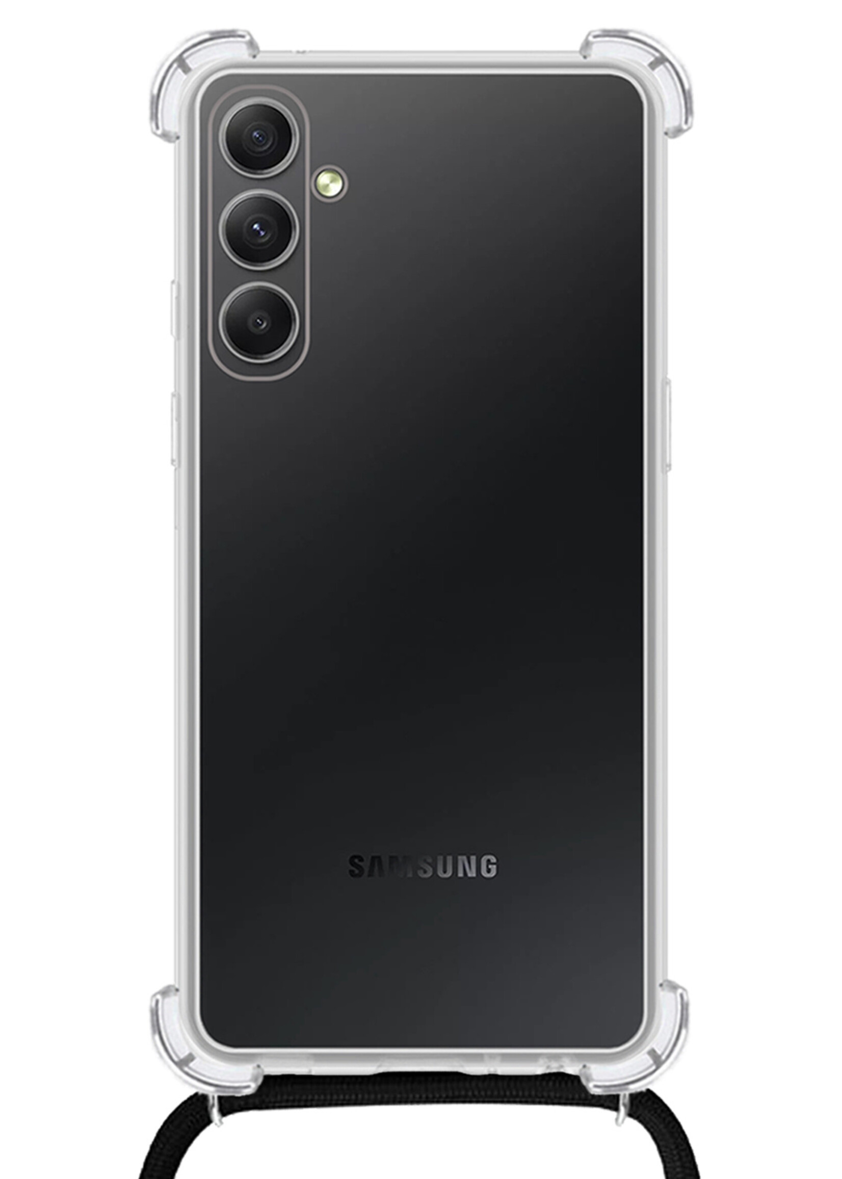 LUQ Hoesje Geschikt voor Samsung A14 Hoesje Shockproof Case Siliconen Hoes Met Koord - Transparant