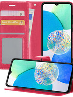 LUQ LUQ Samsung Galaxy A14 Hoesje Bookcase - Donkerroze