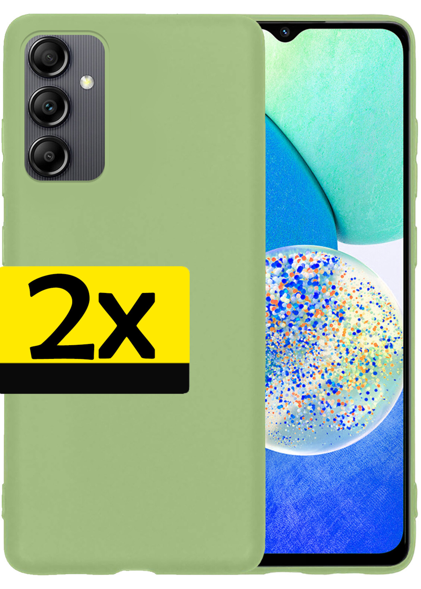 LUQ Hoesje Geschikt voor Samsung A14 Hoesje Siliconen Case - Hoes Geschikt voor Samsung Galaxy A14 Hoes Siliconen - Groen - 2 Stuks