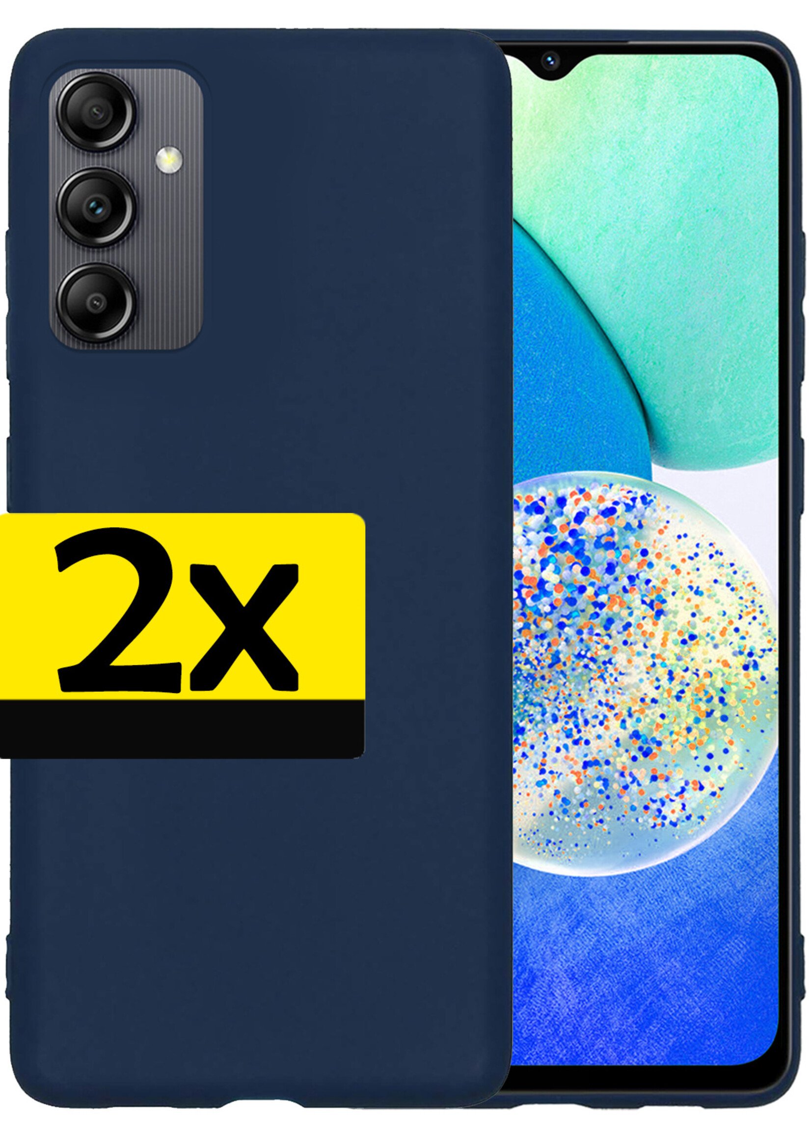 LUQ Hoesje Geschikt voor Samsung A14 Hoesje Siliconen Case - Hoes Geschikt voor Samsung Galaxy A14 Hoes Siliconen - Donkerblauw - 2 Stuks