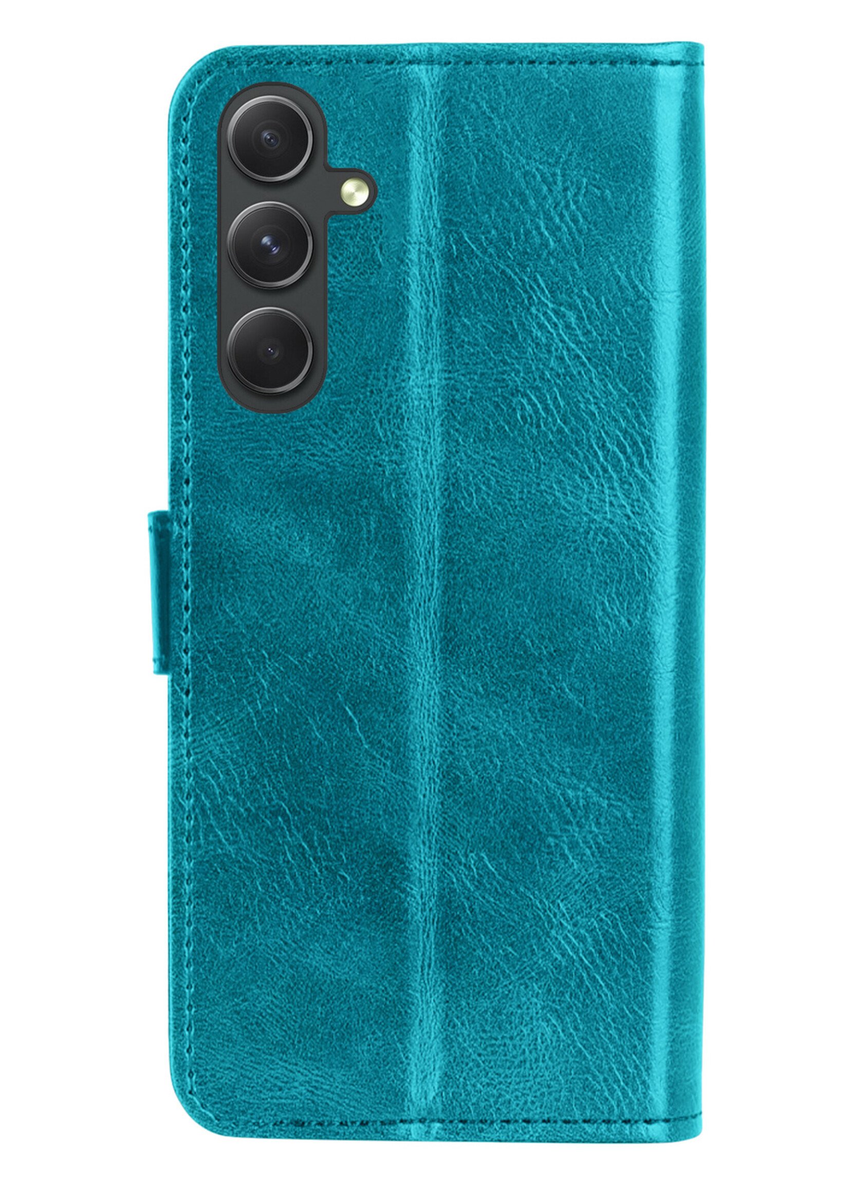 LUQ Hoesje Geschikt voor Samsung A14 Hoesje Book Case Hoes Wallet Cover - Hoes Geschikt voor Samsung Galaxy A14 Hoesje Bookcase Hoes - Turquoise