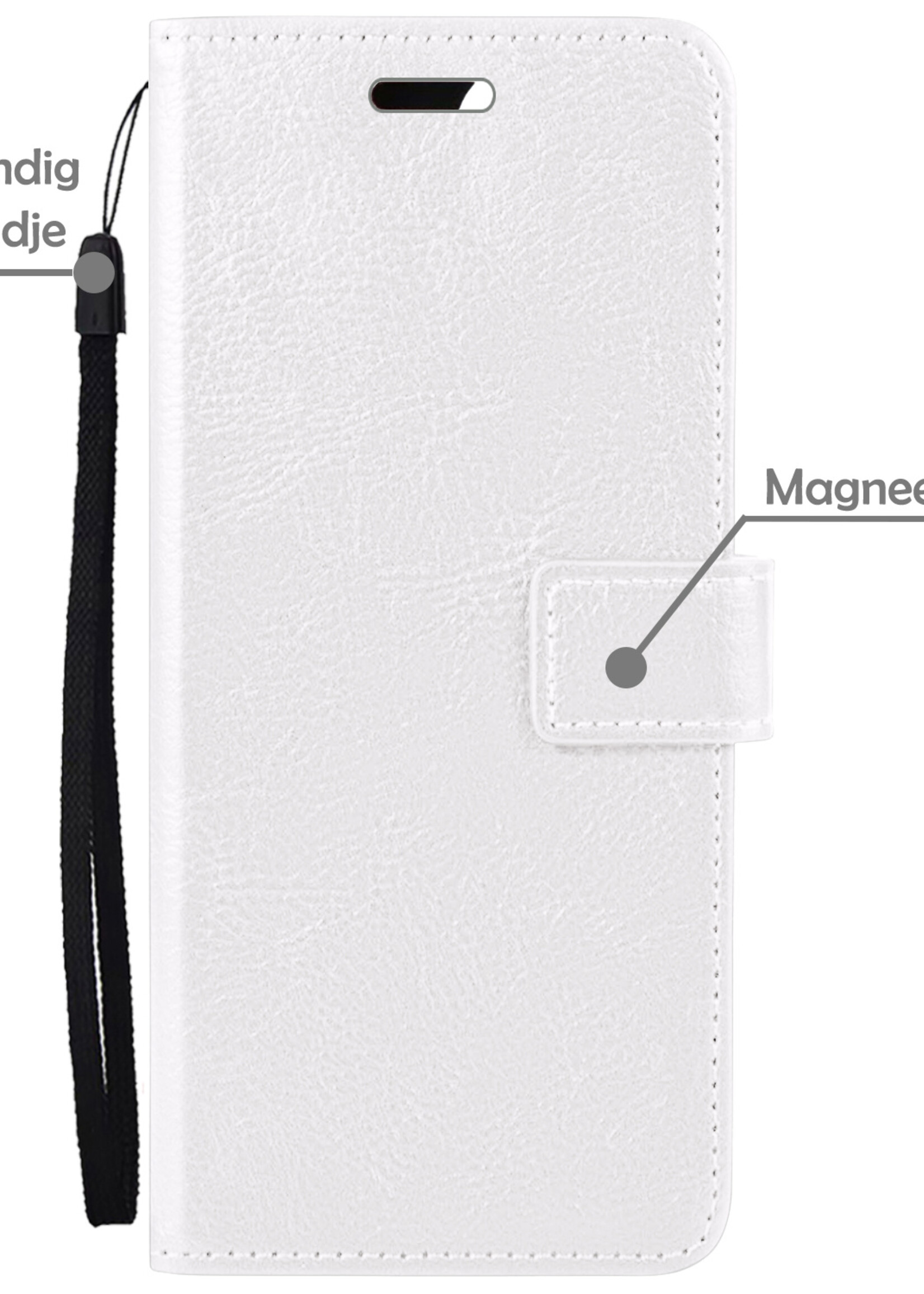 LUQ Hoesje Geschikt voor Samsung A14 Hoesje Book Case Hoes Wallet Cover - Hoes Geschikt voor Samsung Galaxy A14 Hoesje Bookcase Hoes - Wit