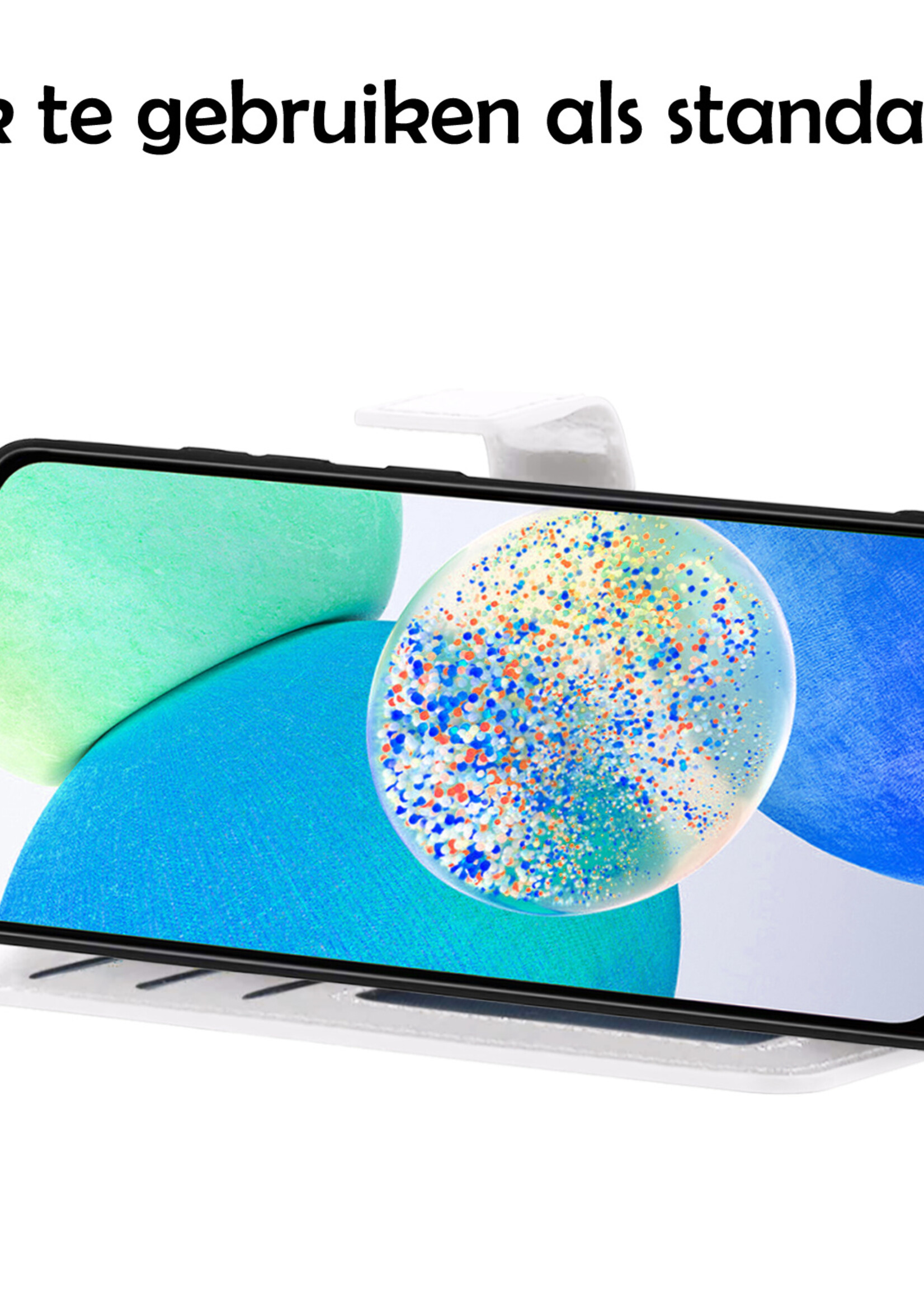 LUQ Hoesje Geschikt voor Samsung A14 Hoesje Book Case Hoes Wallet Cover - Hoes Geschikt voor Samsung Galaxy A14 Hoesje Bookcase Hoes - Wit