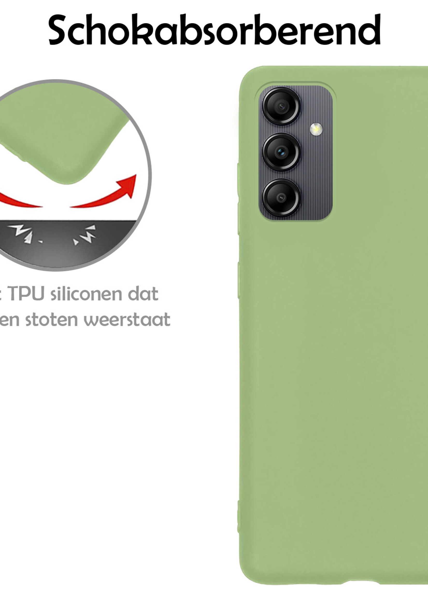 LUQ Hoesje Geschikt voor Samsung A14 Hoesje Siliconen Case - Hoes Geschikt voor Samsung Galaxy A14 Hoes Siliconen - Groen