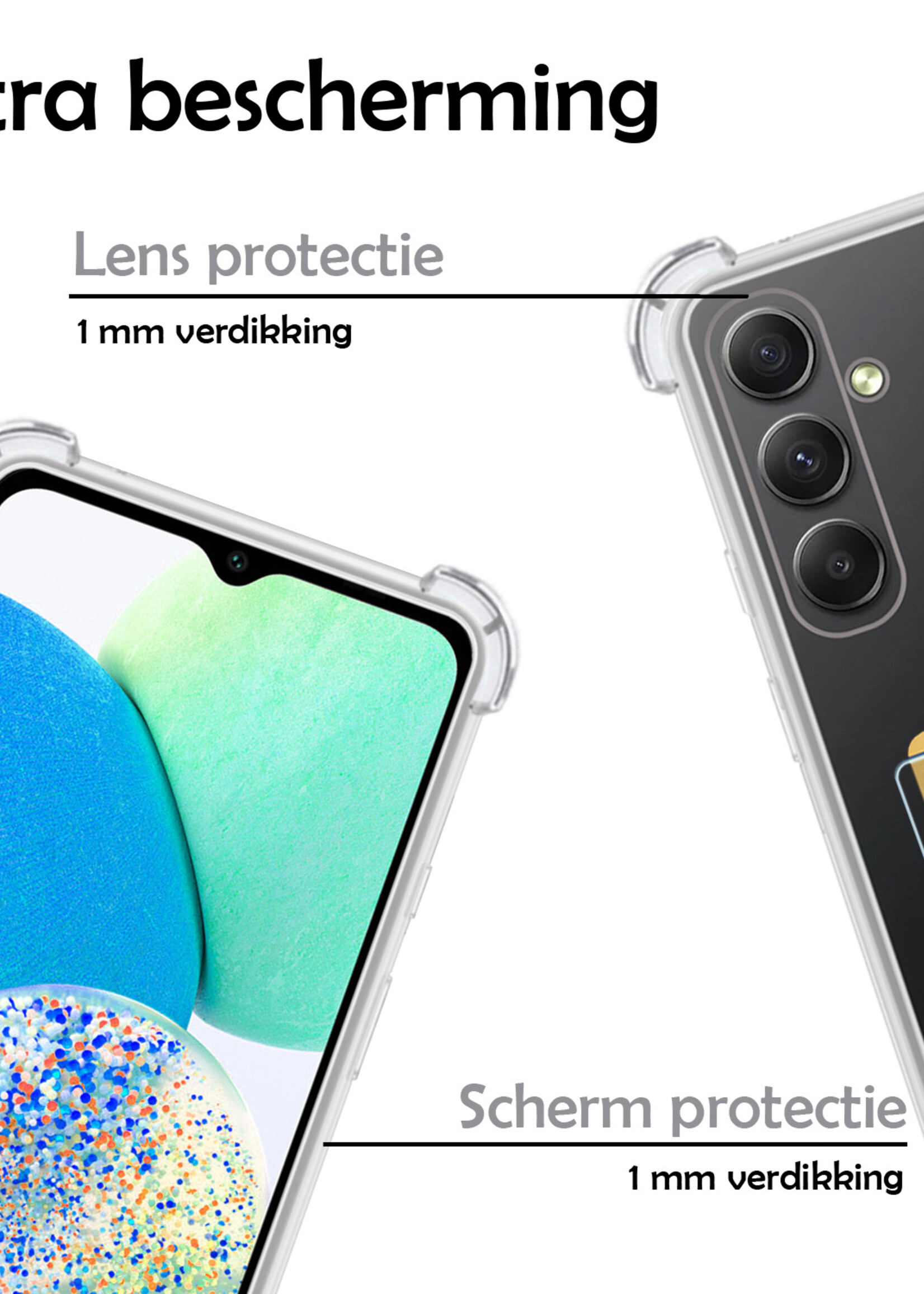 LUQ Hoesje Geschikt voor Samsung A14 Hoesje Case Pashouder Cover Siliconen - Hoes Geschikt voor Samsung Galaxy A14 Hoesje Met Kaarthouder - Transparant - 2 Stuks