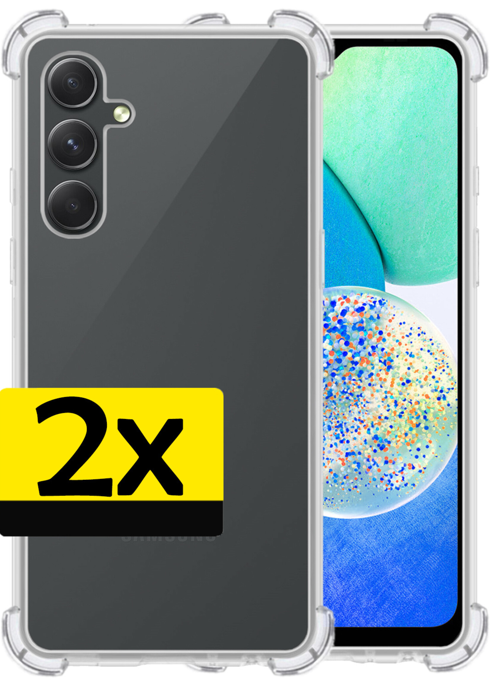 LUQ Hoesje Geschikt voor Samsung A14 Hoesje Shockproof Case Siliconen - Hoes Geschikt voor Samsung Galaxy A14 Hoes Cover Siliconen - Transparant - 2 Stuks