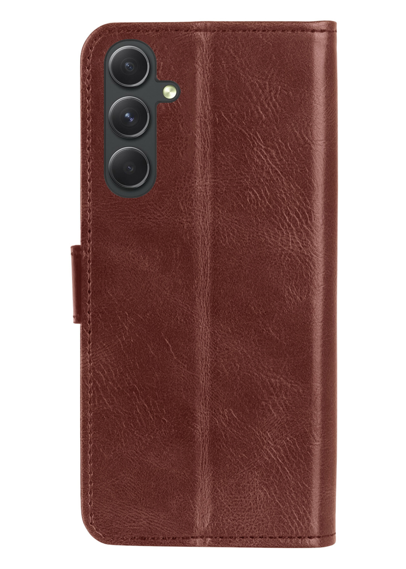 LUQ Hoesje Geschikt voor Samsung A14 Hoesje Book Case Hoes Wallet Cover Met 2x Screenprotector - Hoes Geschikt voor Samsung Galaxy A14 Hoesje Bookcase Hoes - Bruin
