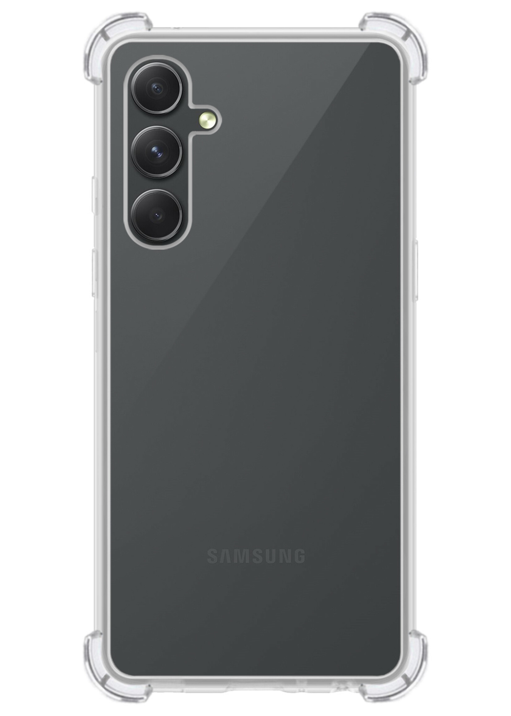 LUQ Hoesje Geschikt voor Samsung A14 Hoesje Shockproof Case Siliconen Met 2x Screenprotector - Hoes Geschikt voor Samsung Galaxy A14 Hoes Cover Siliconen - Transparant