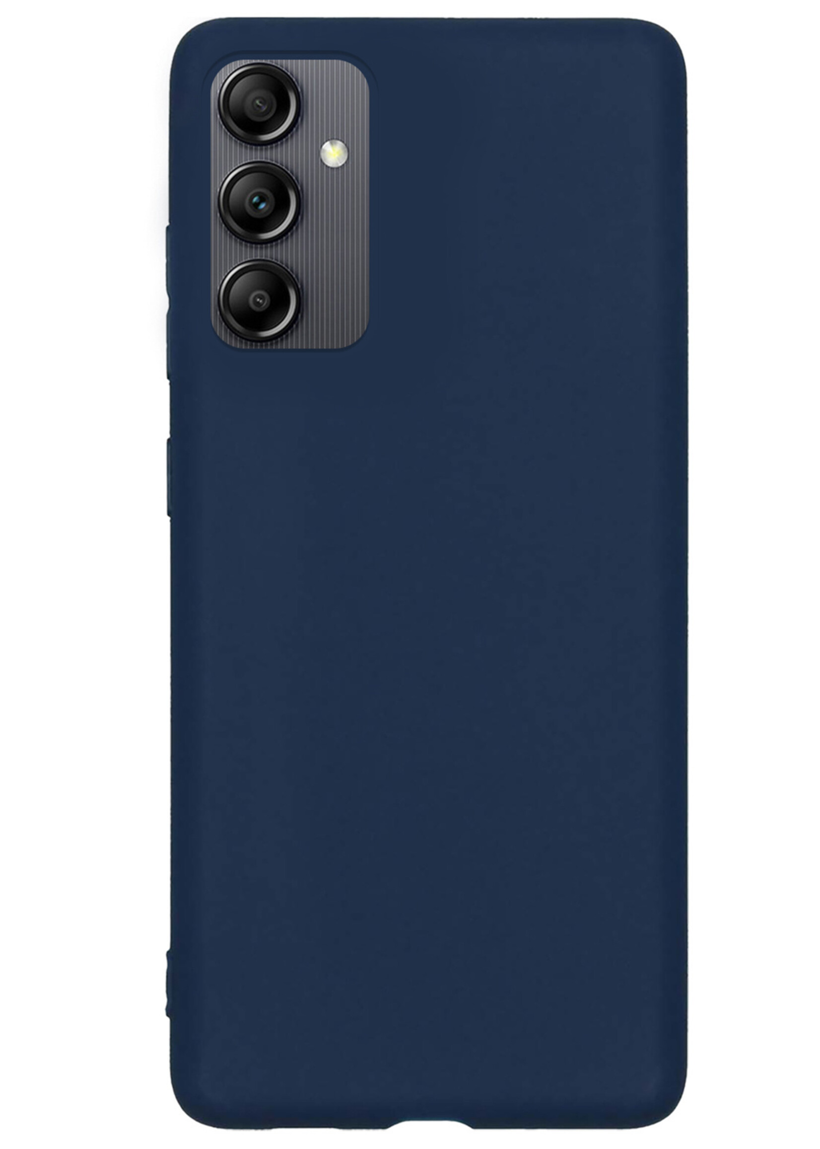 LUQ Hoesje Geschikt voor Samsung A14 Hoesje Siliconen Case Met Screenprotector - Hoes Geschikt voor Samsung Galaxy A14 Hoes Siliconen - Donkerblauw