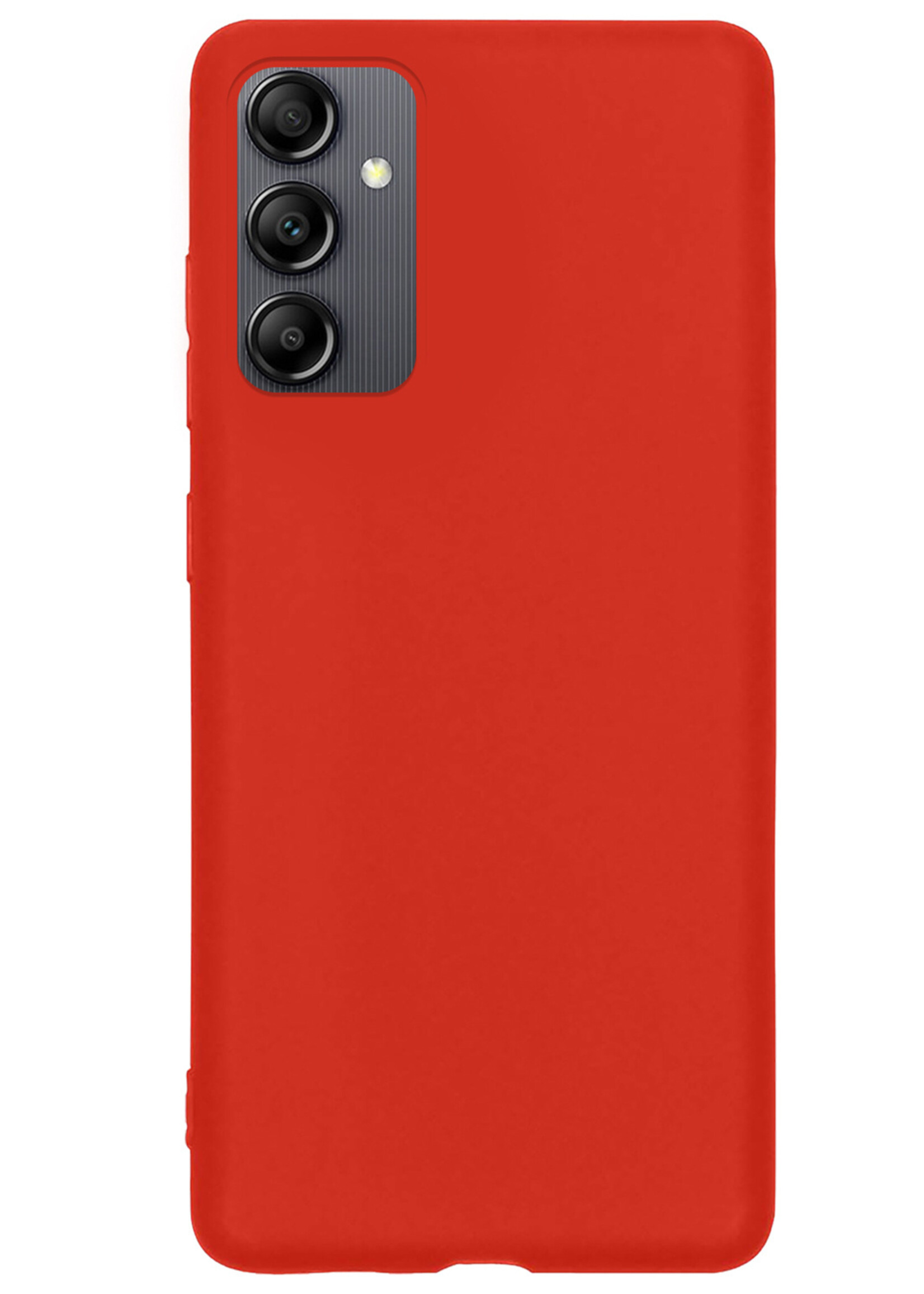 LUQ Hoesje Geschikt voor Samsung A14 Hoesje Siliconen Case Met Screenprotector - Hoes Geschikt voor Samsung Galaxy A14 Hoes Siliconen - Rood
