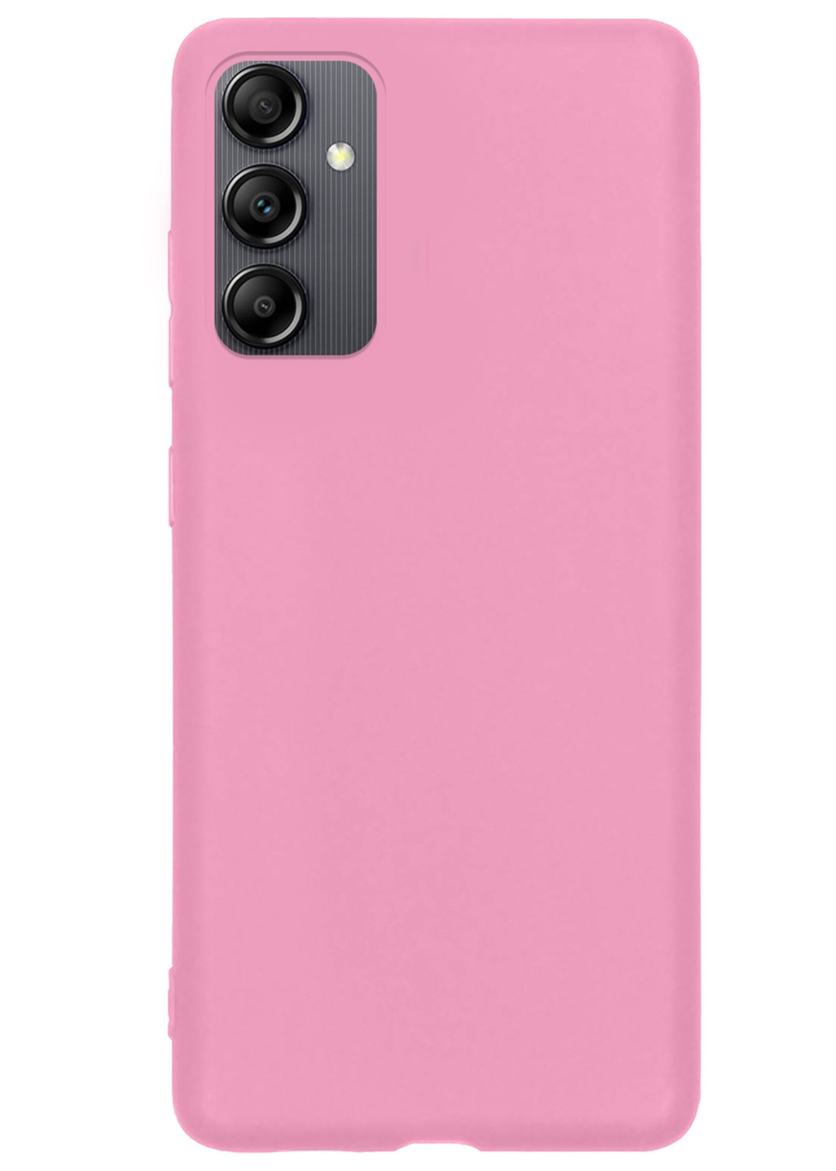 LUQ Hoesje Geschikt voor Samsung A14 Hoesje Siliconen Case Met Screenprotector - Hoes Geschikt voor Samsung Galaxy A14 Hoes Siliconen - Roze