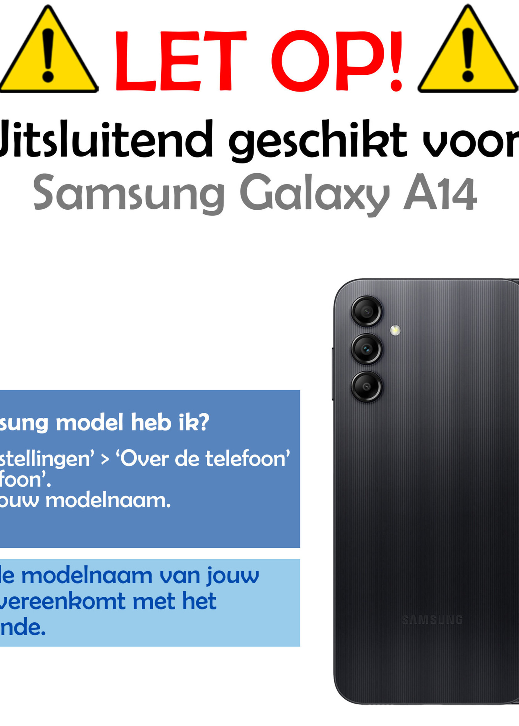 LUQ Hoesje Geschikt voor Samsung A14 Hoesje Siliconen Case Met Screenprotector - Hoes Geschikt voor Samsung Galaxy A14 Hoes Siliconen - Wit