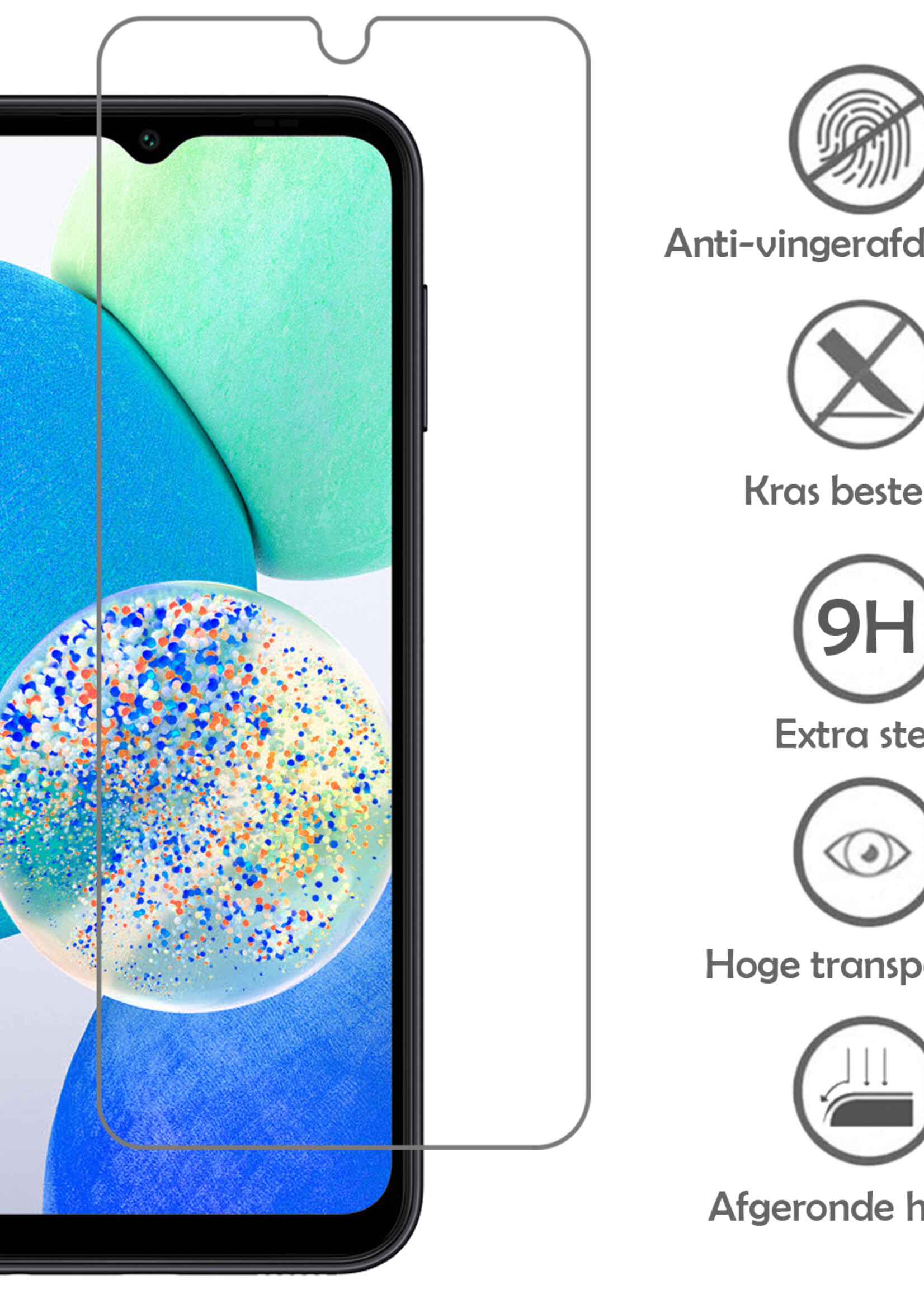 LUQ Hoesje Geschikt voor Samsung A14 Hoesje Case Pashouder Cover Siliconen Met Screenprotector - Hoes Geschikt voor Samsung Galaxy A14 Hoesje Met Kaarthouder- Transparant