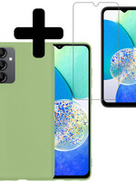 LUQ Samsung Galaxy A14 Hoesje Siliconen Met Screenprotector - Groen