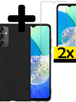 LUQ LUQ Samsung Galaxy A14 Hoesje Siliconen Met 2x Screenprotector - Zwart